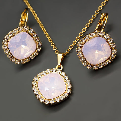 Rinkinys "Akimirką apakintas spindesys III (Rožių vandens opalas)" su Swarovski™ kristalais